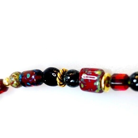 Handmade Beaded Toggle Bracelet Red & Gold - Picture 8 of 10